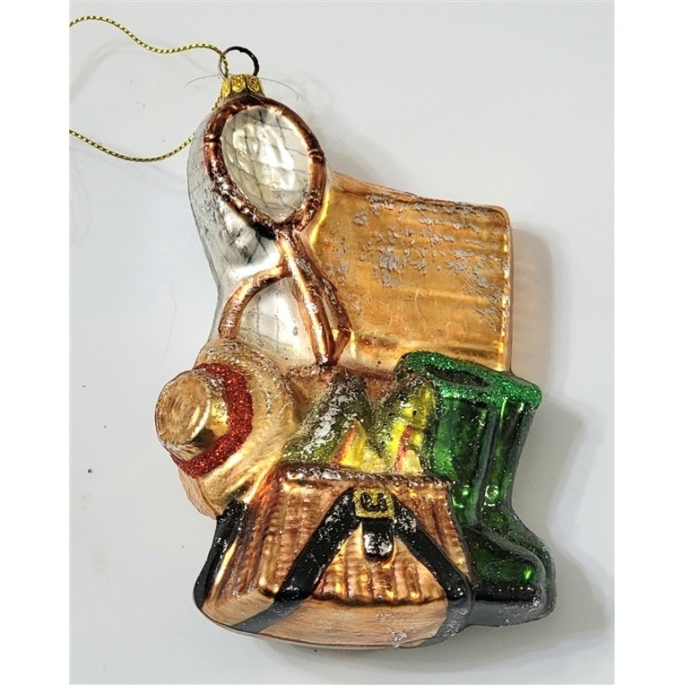 NEW Sterling Blown Glass Fishing Gear Net Hat Boots Fish Christmas Ornament